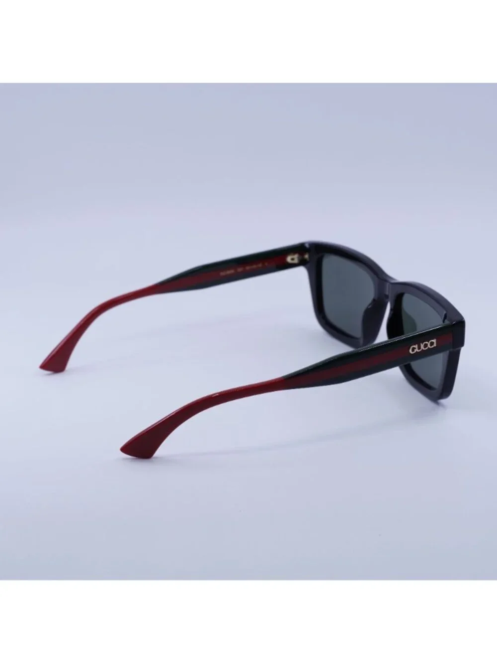 Gucci GG1869S 001 Sunglasses Black / Green / Red Square Frame, Grey Lenses